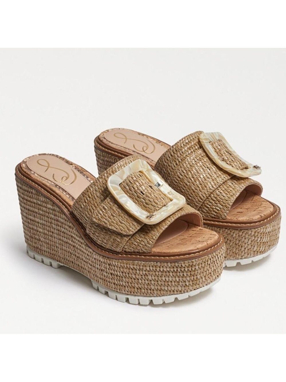 Sam Edelman Livi Natural Raffia Espadrille Wedge Platform Sandals - NWT